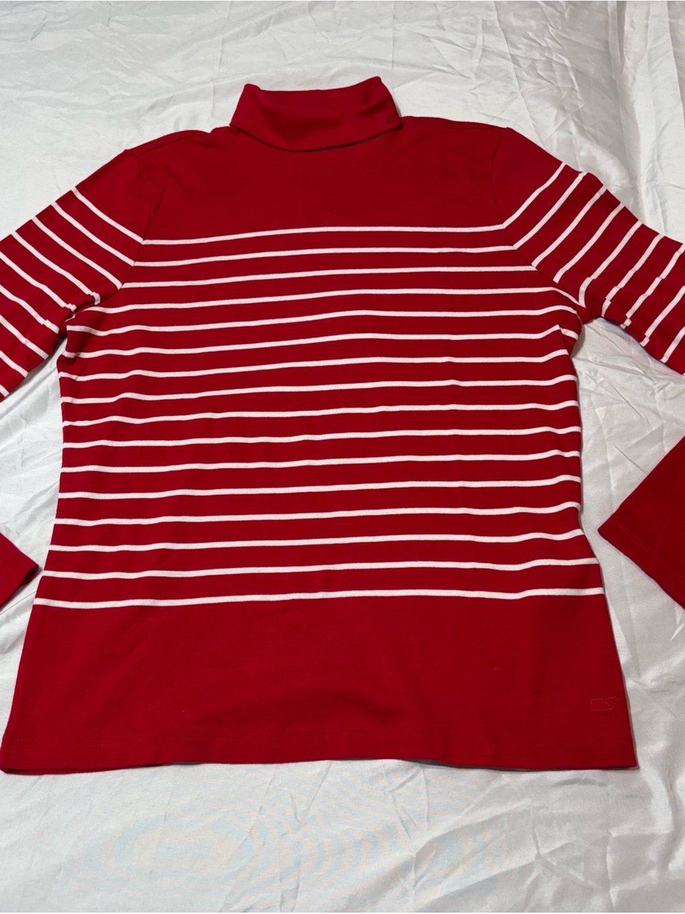 Vineyard Vines Striped Mock Neck Top L Large Women's Red White Stripe